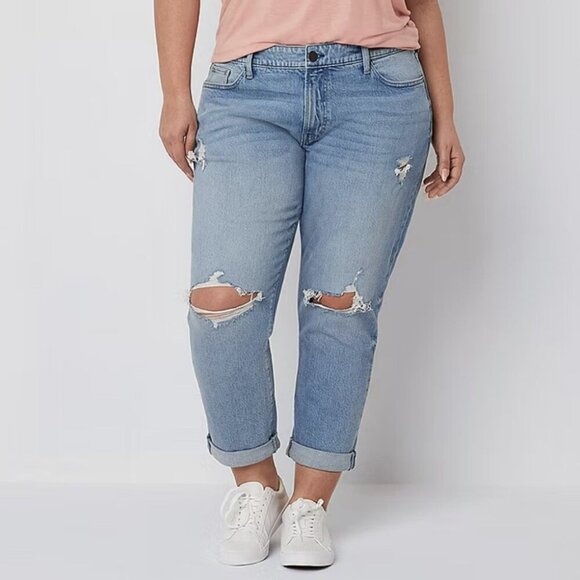 a.n.a Women's Boyfriend Jeans Plus Size 22 W Blue Mid Rise Distressed NWT $59 - Picture 1 of 16